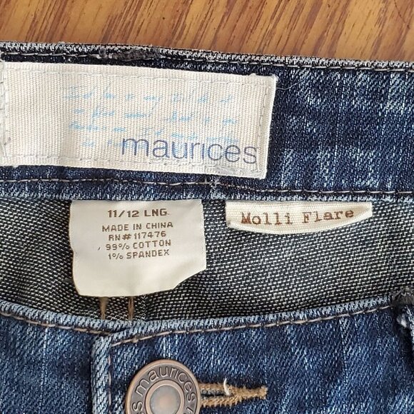 Maurices Molli Flare Womens Jeans 11/12 Long Dark Wash Denim RN 117476 - Picture 7 of 10